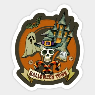 Scary Halloween Town, Haunted Houses Sticker